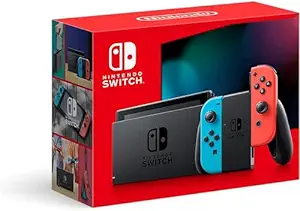 nintendo switch is with neon blue and red on game bloggers